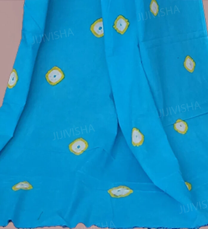 Buy Light Blue & Yellow Baatik Hand Block Printed Dress Material Online