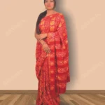 Buy Red & Yellow Floral Hand Block Printed Cotton Saree Online
