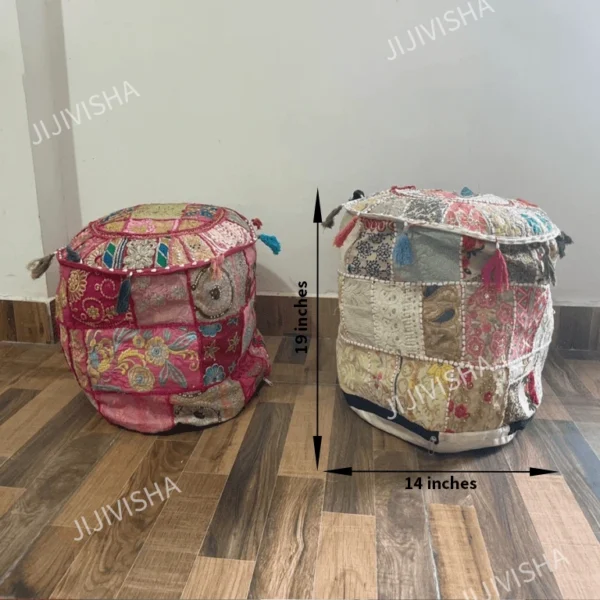 Buy Blush Bloom Ivory Handcrafted Pouf Online