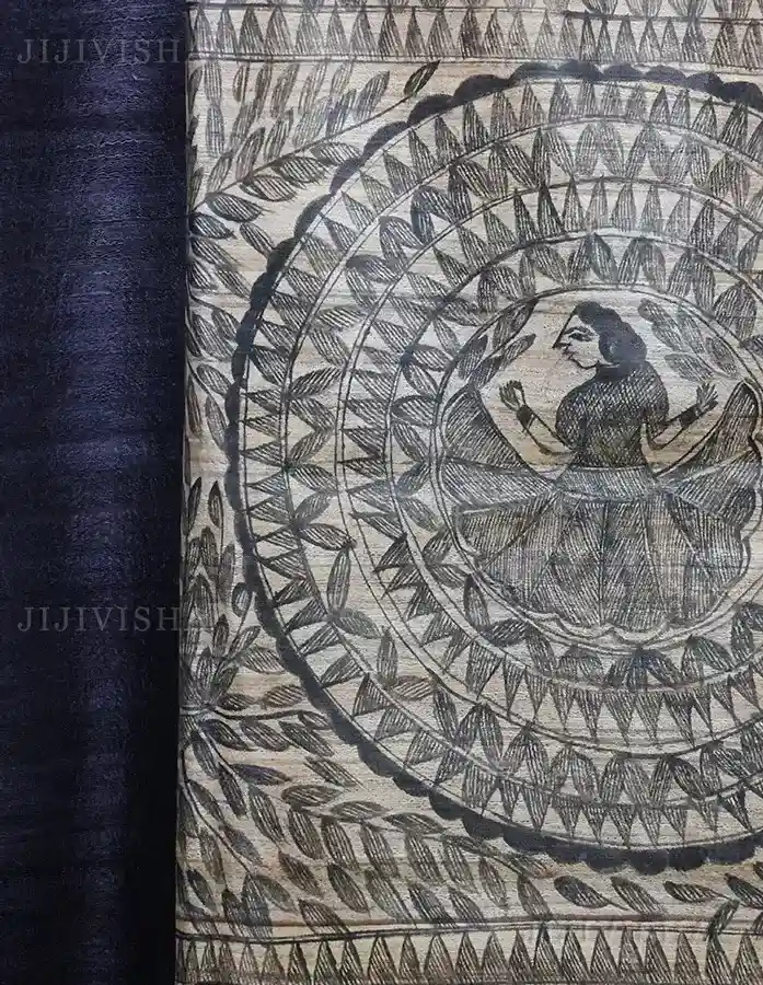 Buy Handcrafted Black Tussar Silk Dress Material Online