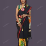 Buy Black Cotton Saree with Applique Work Online