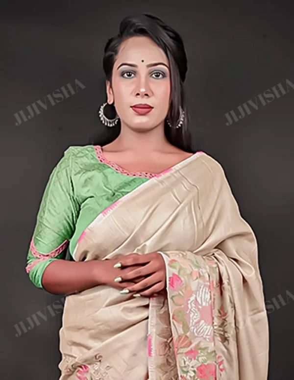 Buy Tussar Reshami Hand Embroidered Saree Online