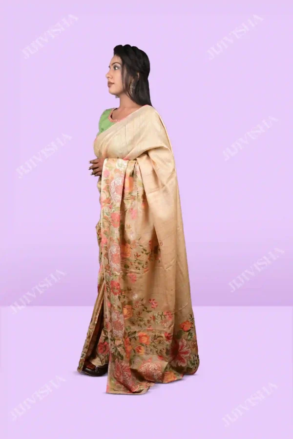 Buy Tussar Reshami Hand Embroidered Saree Online