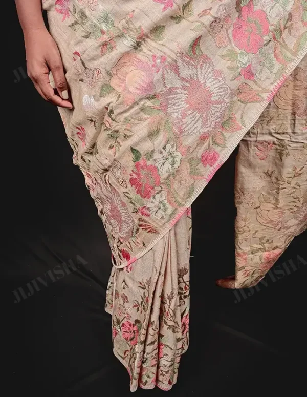 Buy Tussar Reshami Hand Embroidered Saree Online