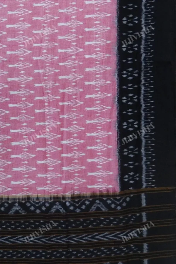Buy Sambalpuri Ikkat Bandha Pure Cotton Peach & Orange Saree Online
