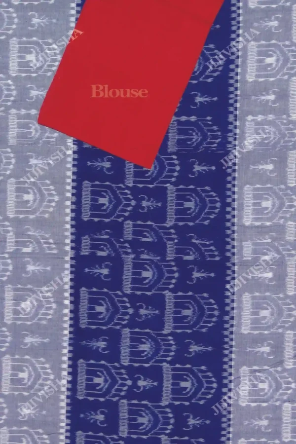 Buy Sambalpuri Ikkat Blue Bandha Pure Cotton saree Online