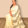Buy White Bishnupur Pure Katan White Silk saree Online