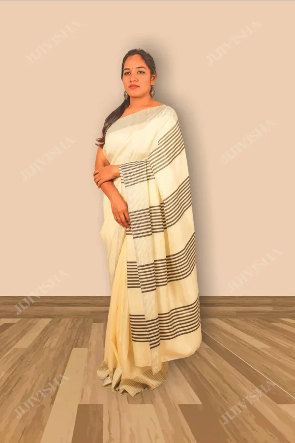 Buy White Bishnupur Pure Katan White Silk saree Online