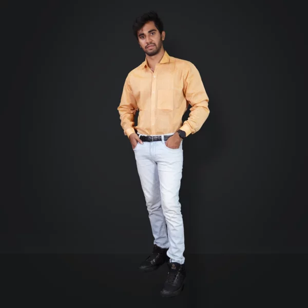 Peach Hand Woven Cotton Shirt