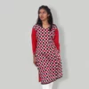 Red Checkered Handwoven Cotton Kurta
