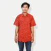 Red Floral Baatik Dyed Cotton Shirt