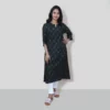 Dark Green Floral Hand Block Printed Kurta