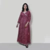 Burgundy Floral Hand Block Printed Anarkali Kurta