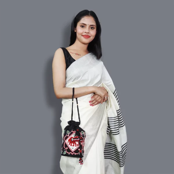 Black Beaded Patola Potli