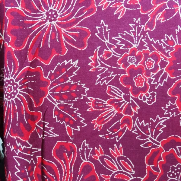 Burgundy Floral Hand Block Printed Anarkali Kurta