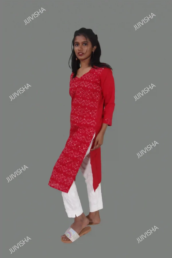 Red Handwoven Sambalpuri Cotton Kurta Online