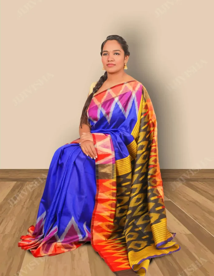 Buy Royal Blue Bishnupuri Silk Saree Online