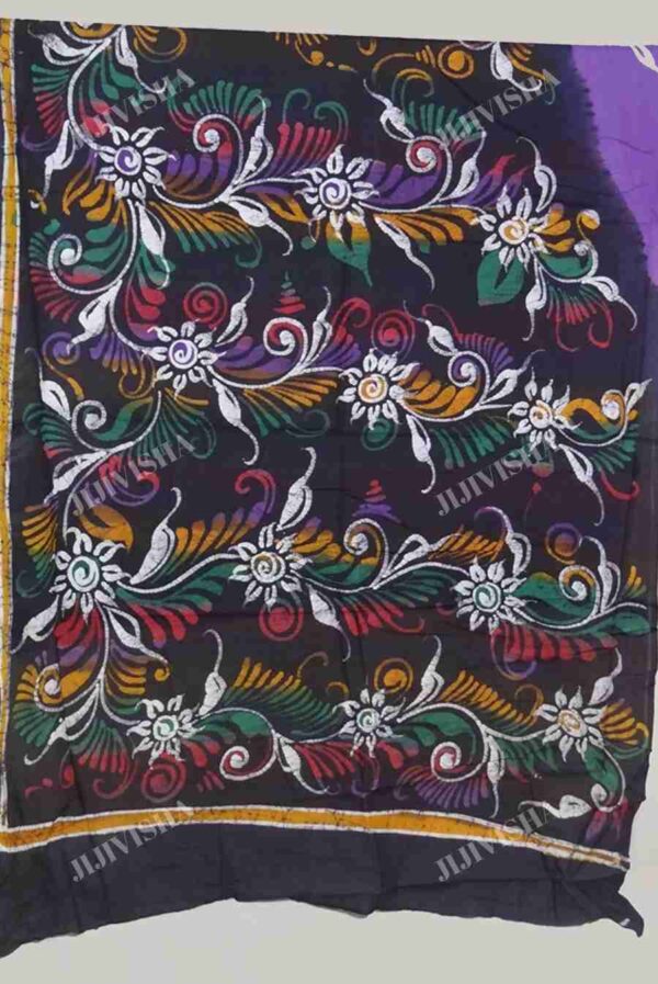 Buy Purple Hand Baatik Printed Cotton Saree Online