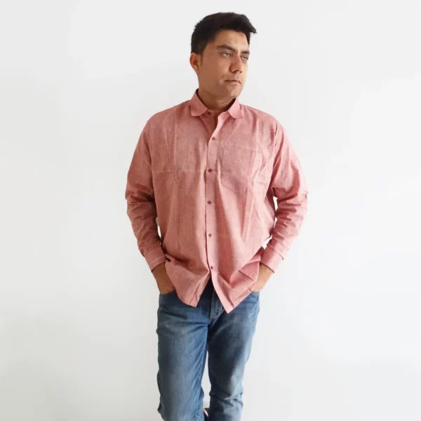 Tea Rose Hand Woven Cotton Shirt