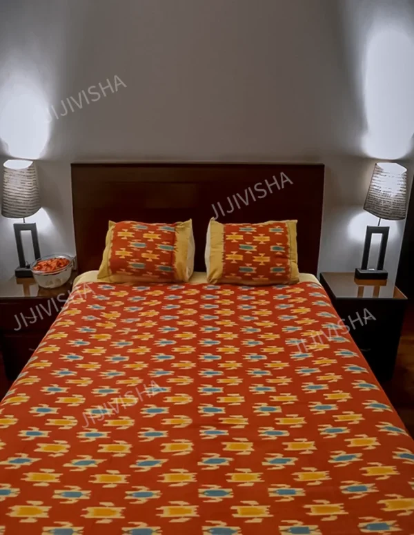 Buy Vibrant Ikkat Weave Cotton Bed Sheets Online