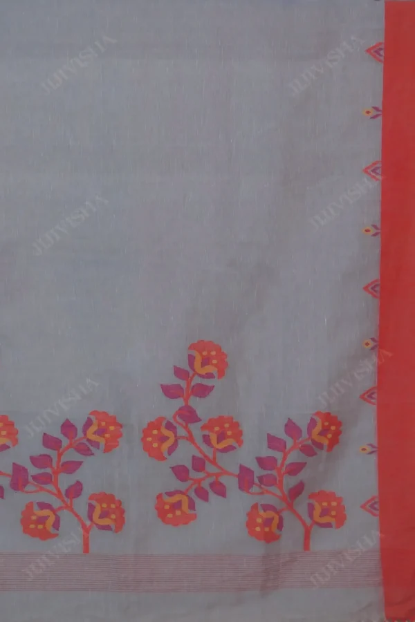 Buy Grey Jamdani Linen Saree Online