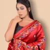 Buy Kantha Hand-Embroidered Bishnupuri Red Silk Saree Online