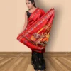 Buy Kantha Hand-Embroidered Bishnupuri Red Silk Saree Online