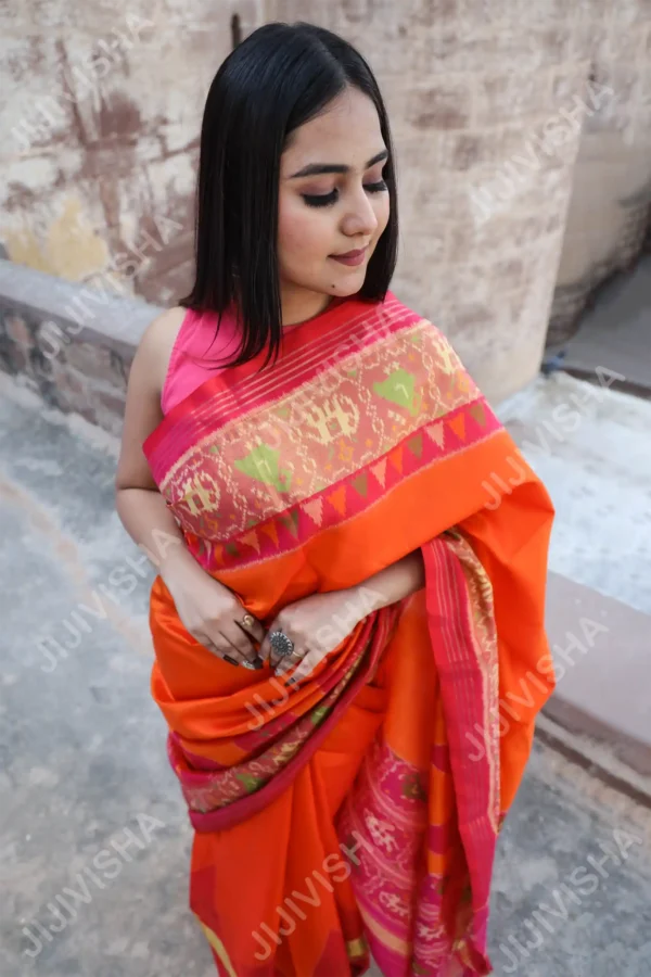 Buy Elegant Orange Patan Patola Silk Saree Online