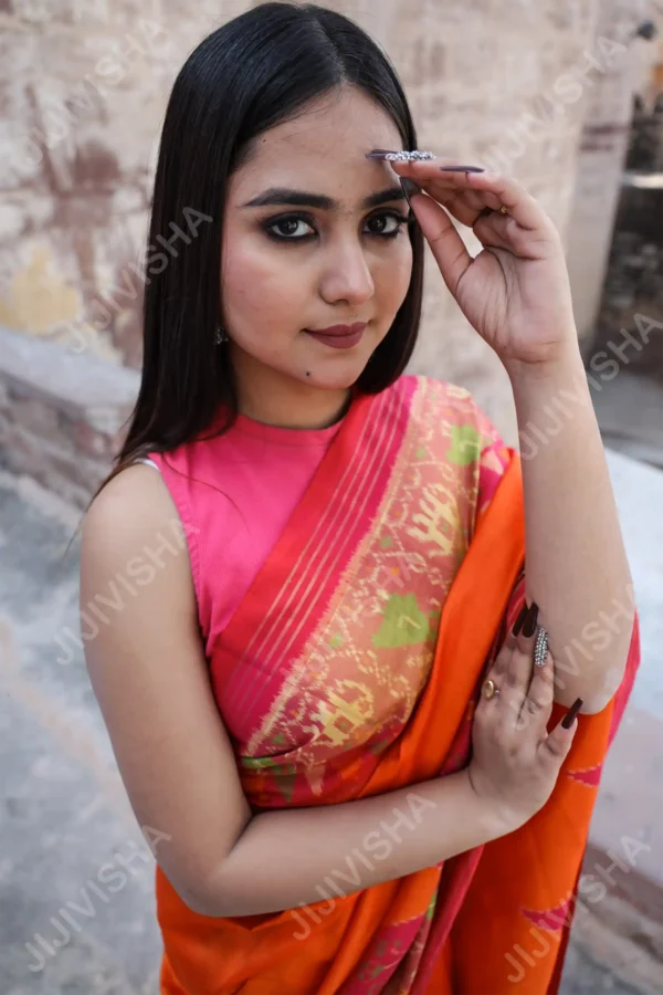 Buy Elegant Orange Patan Patola Silk Saree Online