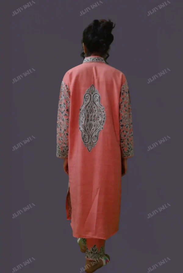 Buy Kashmiri Kurta pant set style In Peach Online