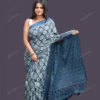 Buy Blue & Black Ajrakh Print Saree Online