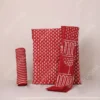 Buy Crimson Glow White Diya Motif Hand Block Print Cotton Dress Material with Dupatta Online