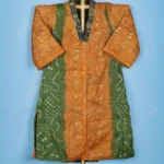 Buy Deep Moss and Tangerine Silk Hand Block Print Short Kurta Online