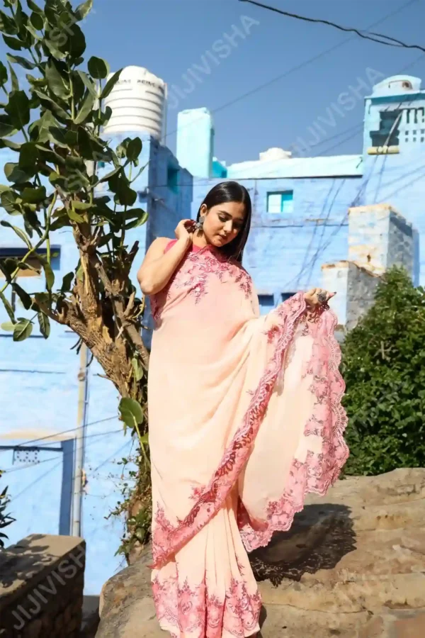 Buy Blush Blossom Georgette Saree Online