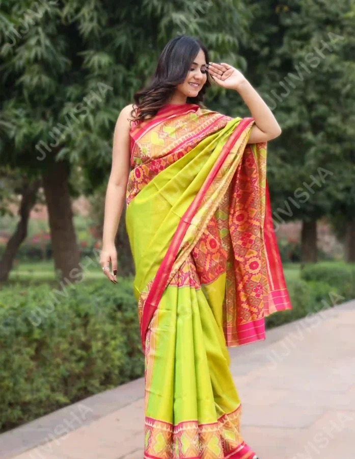 Buy Panna Gulab Patola Resham Saree Online