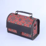 BUy Obsidian Elegance Ajrakh Print Leather Handbag