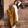 Buy Sunlit Garden Ocher Yellow Linen Stole Online