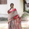 Buy Grey Kani Silk Saree with Vibrant Floral Jaal Online