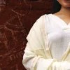Buy Ivory Chanderi Silk Dupatta with Golden Border Online
