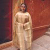 Buy Golden and Beige Handwoven Chanderi Silk Dupatta Online