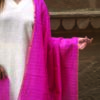 Buy Pink Chanderi Silk Dupatta with Golden Border Online