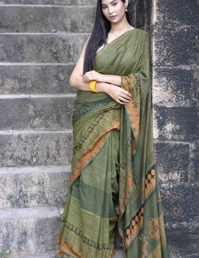 Samantha Elegance Eri Silk Saree In Ajrakh