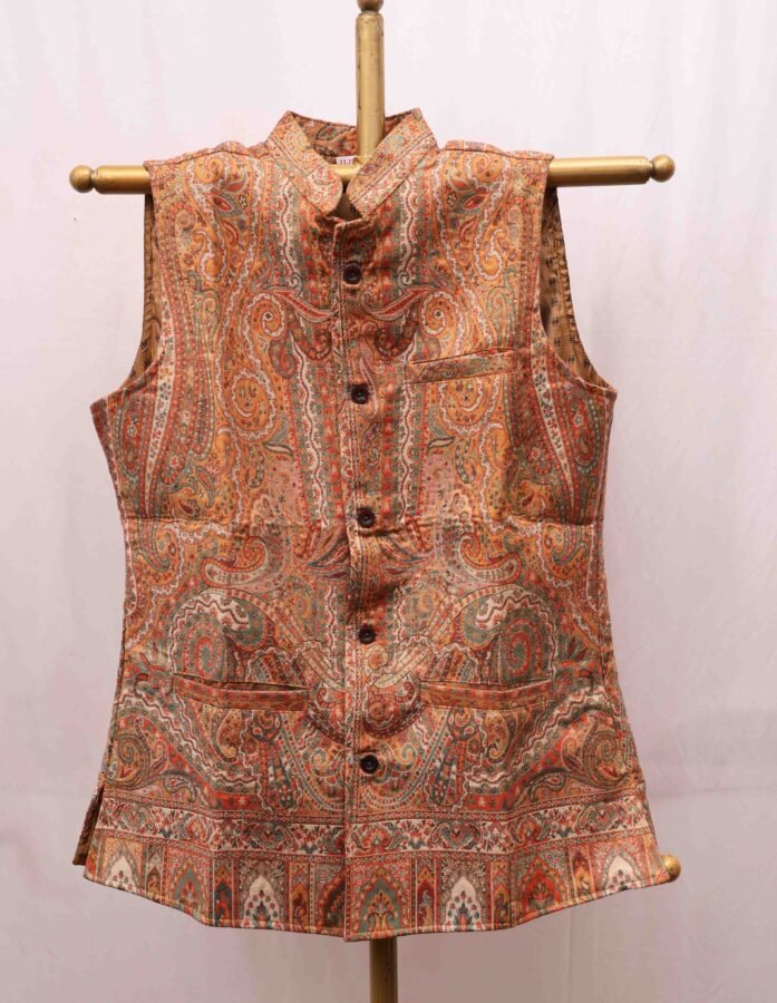Orange Kani Weave Men's Half Jacket