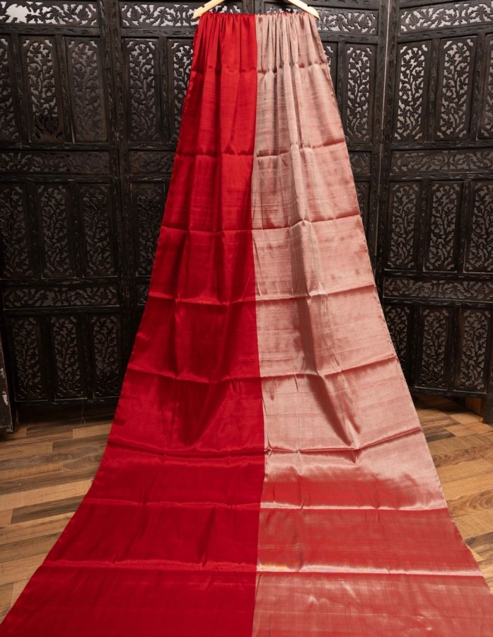 Dual Shade Red Tissue Silk Fabric