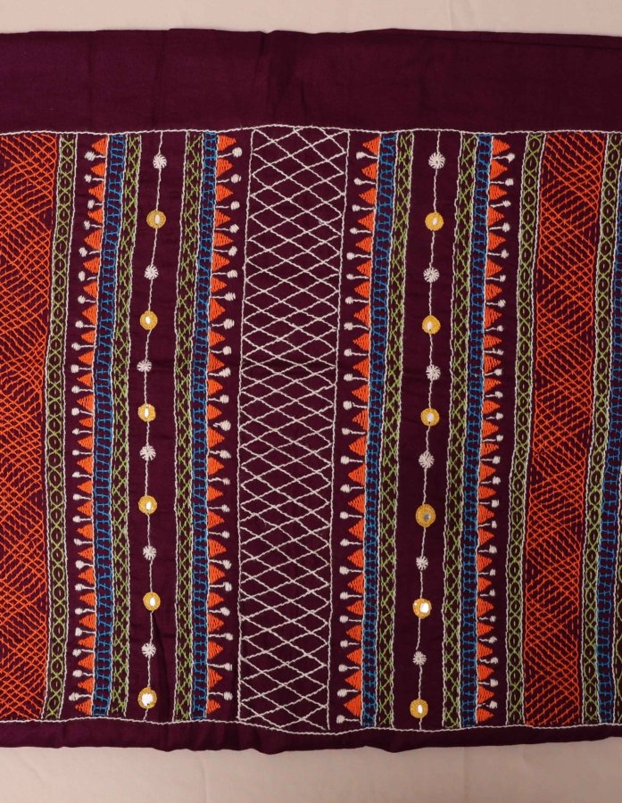 Maroon Kantha Work Blouse Piece